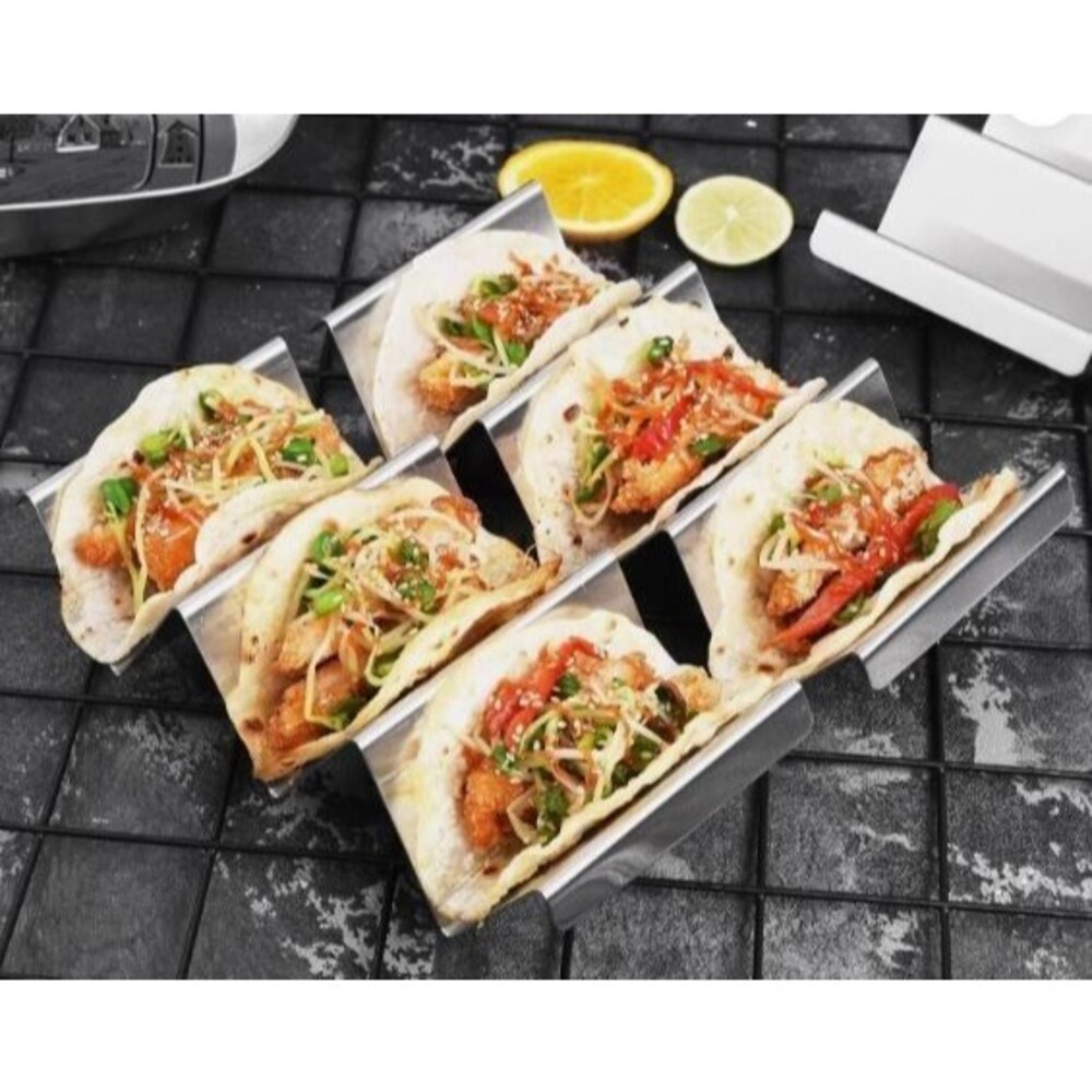 Taco Holder Stand 4 Packs - Stainless Steel Taco Rack Truck Tray Style Oven Safe